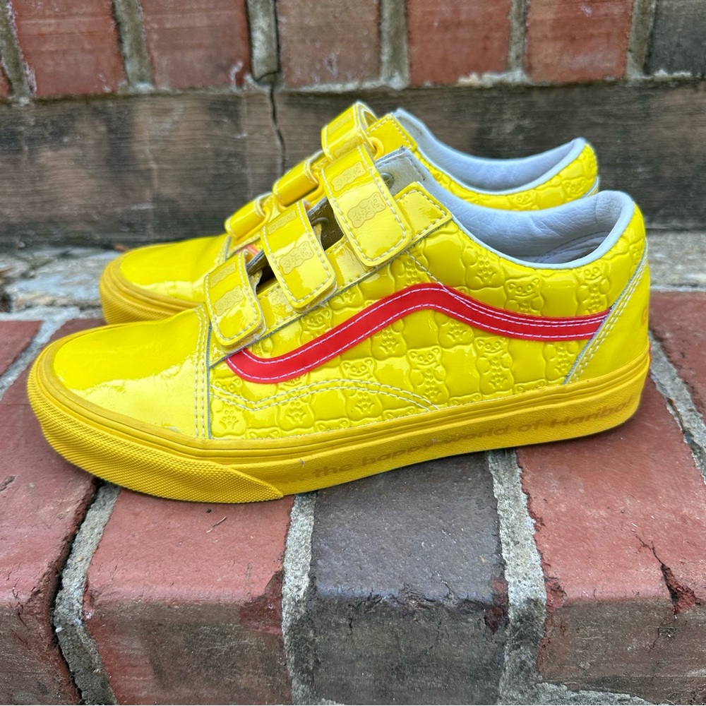 Vans x Haribo Gummy Bear Yellow Patent Old Skool Velcro Strap Sneakers Size 7.5 - Picture 11 of 14